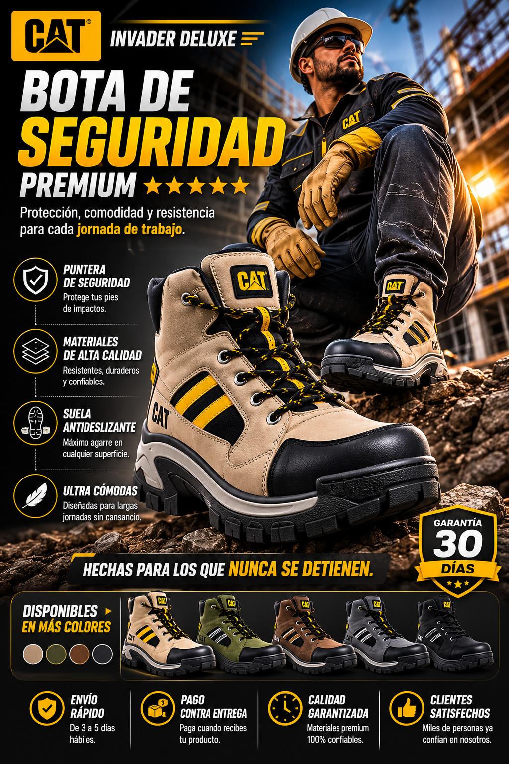 🚧 Bota CAT Invader Deluxe | Protección Total para Cada Jornada